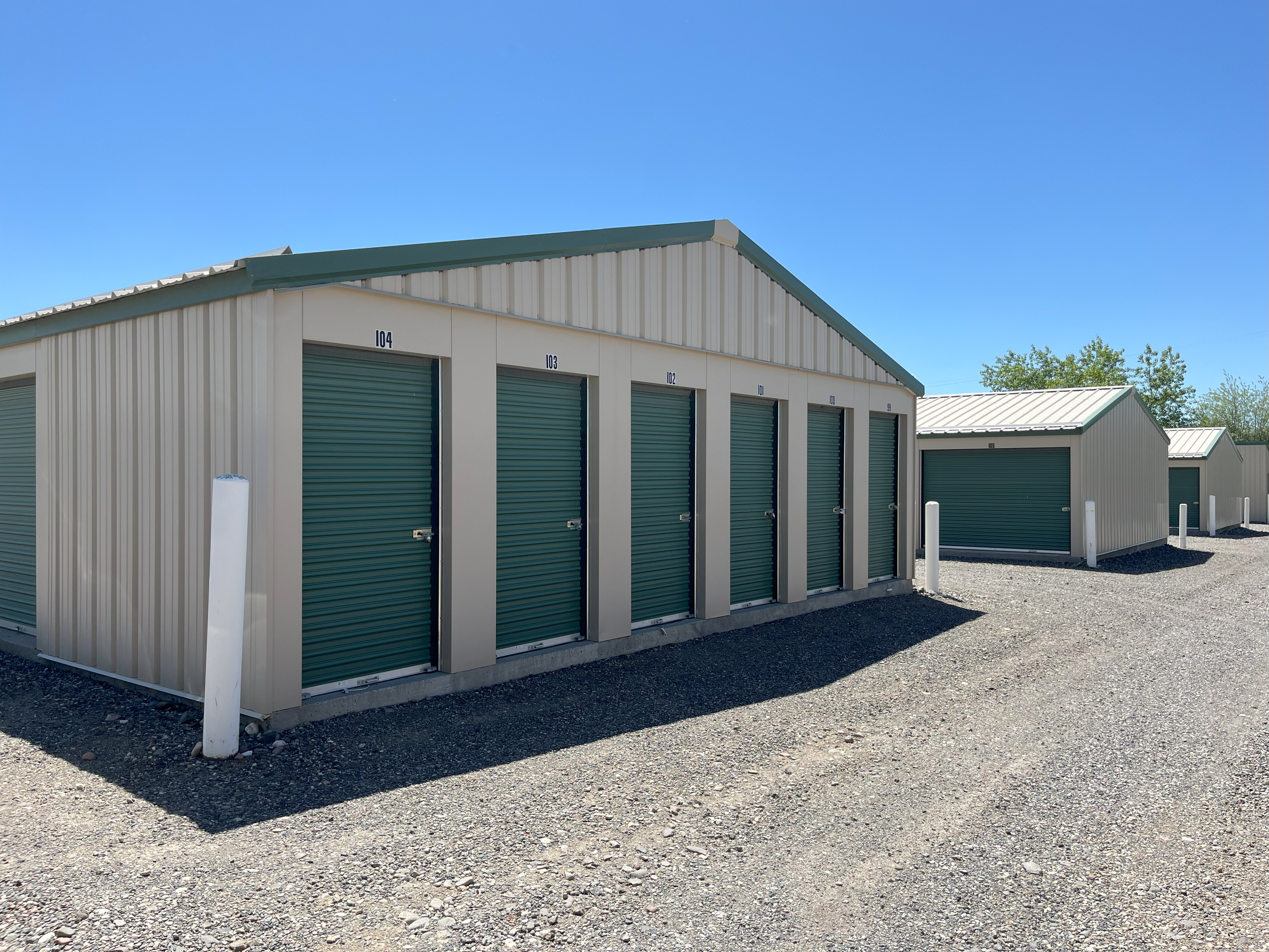 small green garage doors and Alpine Storage MT